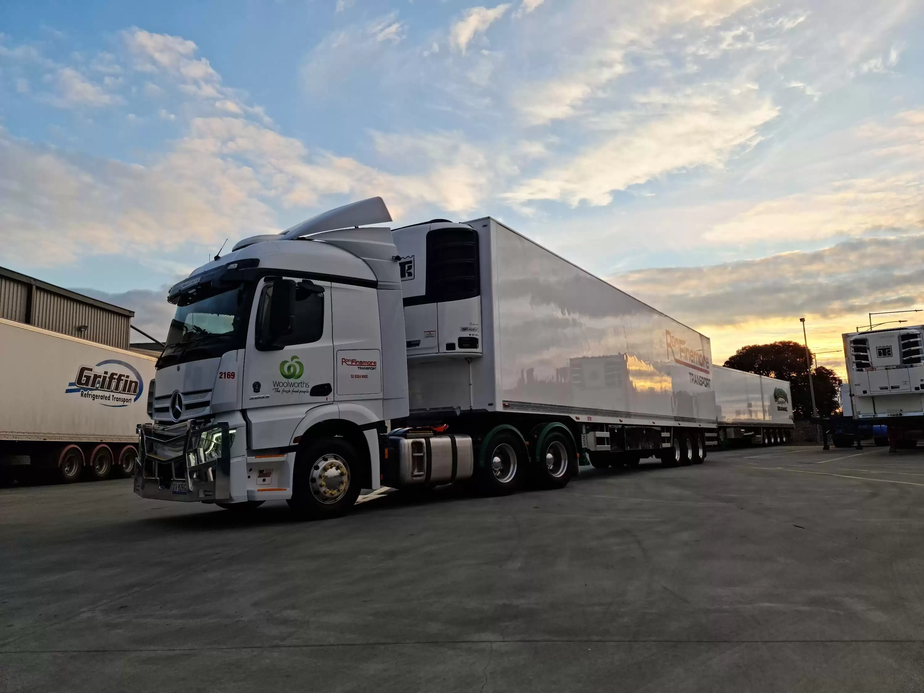 thermo king griffin and woolworths transport trucks